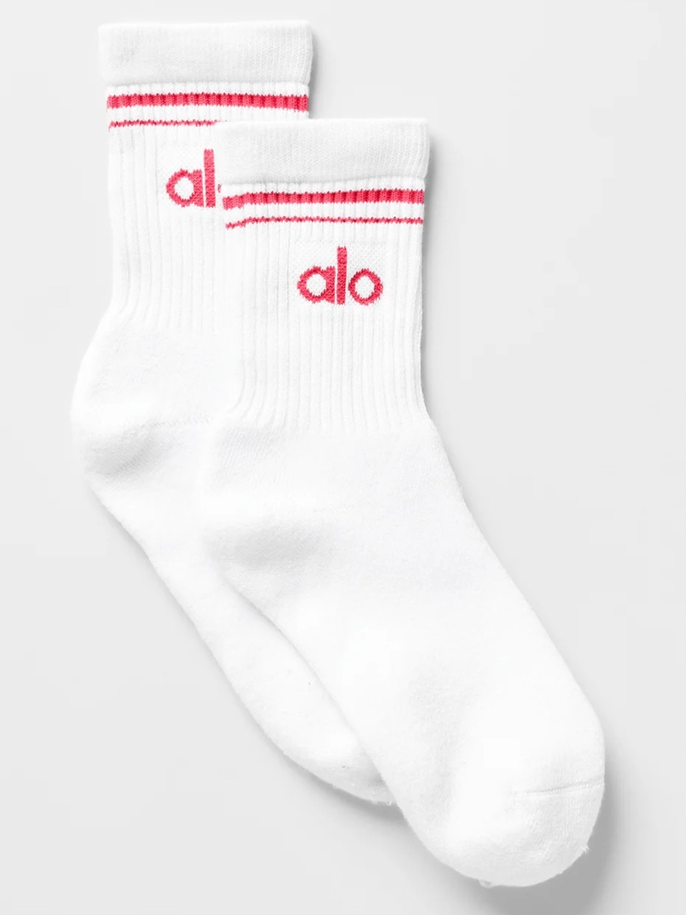 Alo Yoga Limited Edition Unisex Half-Crew Throwback Sock White/Candy Red NEW
